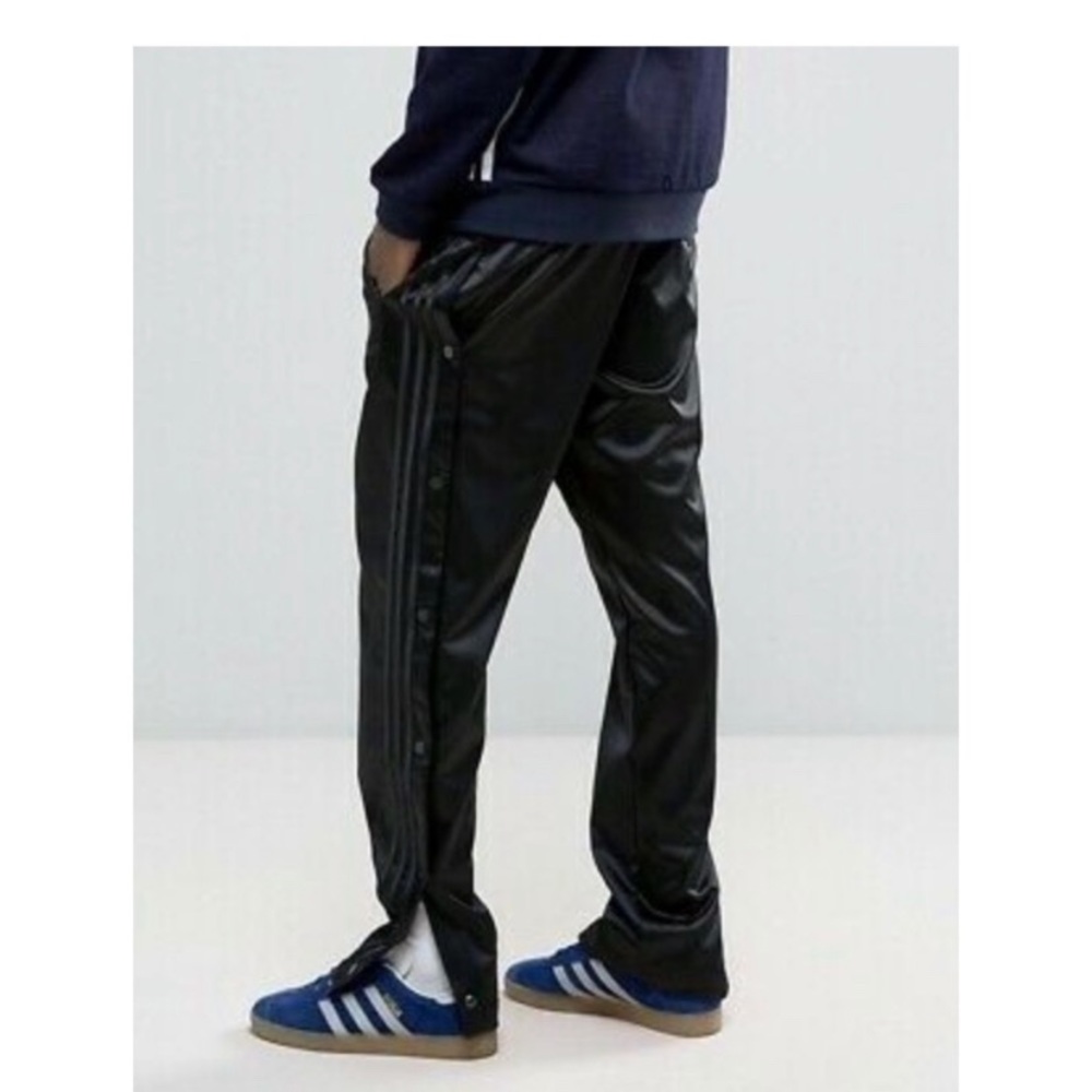 Adidas Black Trackpants With Snap Buttons